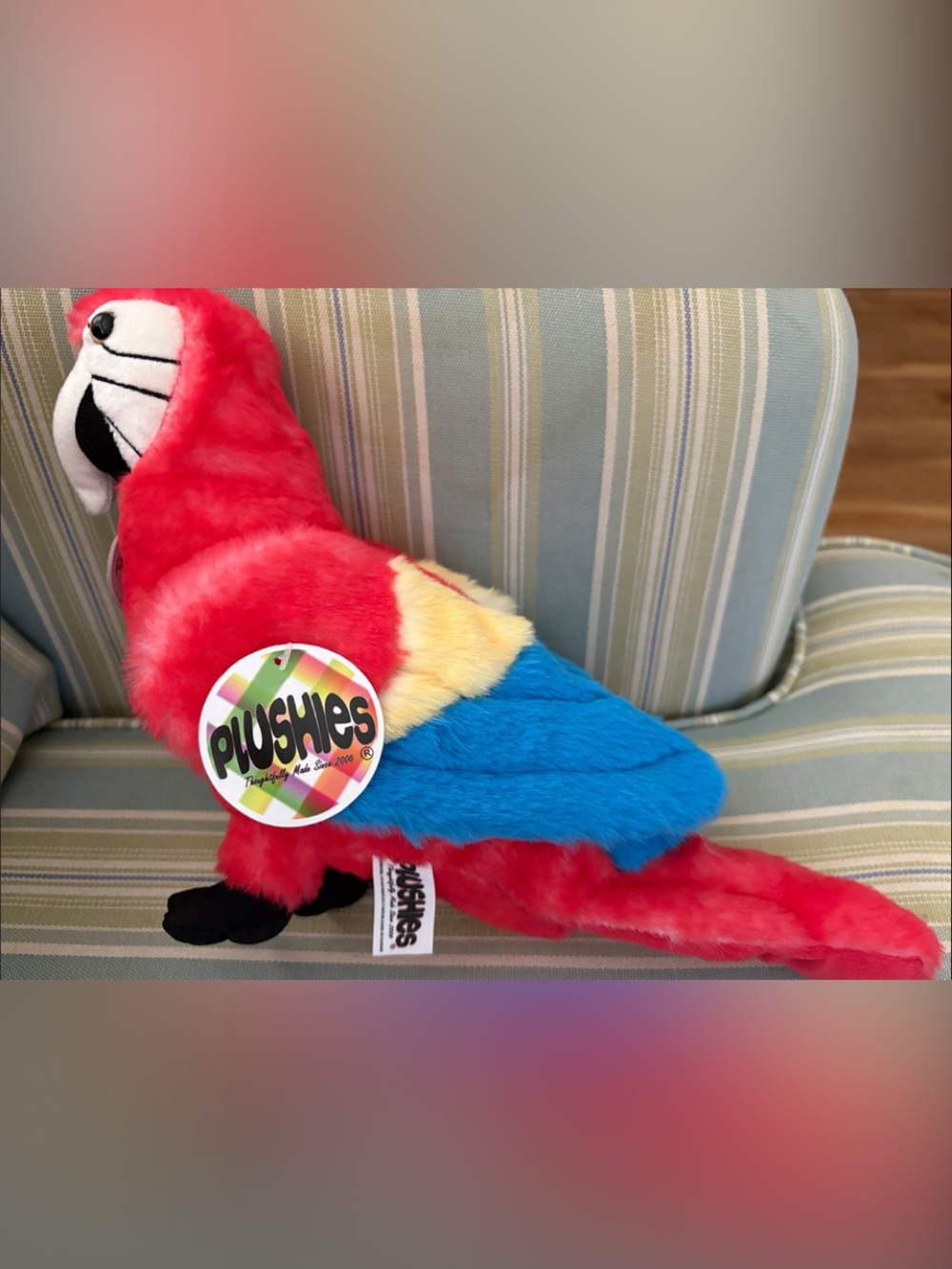 New with tags Plushies Brand Red Blue & Yellow Plush – Soft Stuffed Bird